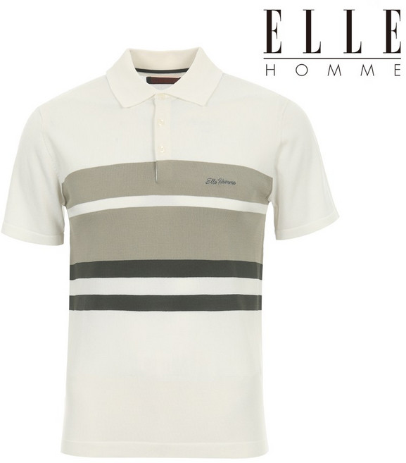 엘르 남성 베이직 블록 레귤러핏 반팔 니트 69236