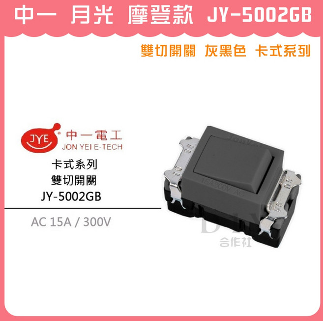中一 月光 摩登款 JY-5002GB 雙切開關, 1個