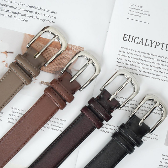 미니포커스 남녀공용 소가죽 수동 슬림 벨트 203