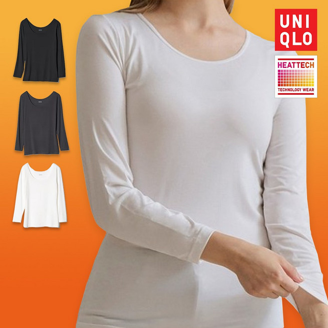 [매장판]유니클로 여성 히트텍 엑스트라웜 8부 상의 발열 내의 내복+STOC파우치