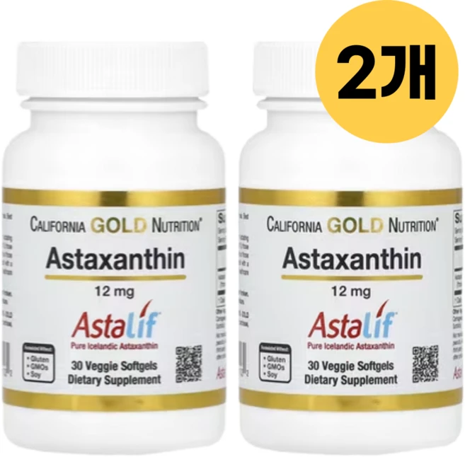 CGN 아스타잔틴 아스타리프 Astaxanthin 12 mg 30정 2개 고약사아스타잔틴 - 쿠팡
