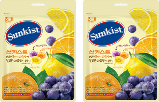 해태제과 썬키스트 캔디 125g 신제품, 2개