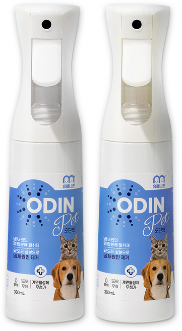 (탈취제 미국 아마존 판매 1위 동일성분) 휴매니존 오딘펫 300ml 2개 강아지 고양이 모래 소변 오줌 배변냄새 제거 소취제 스프레이
