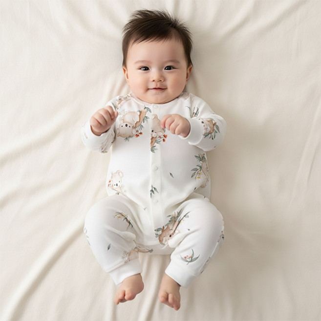 몽실이 뽀송 긴팔실내우주복 유아용 아기 외출복 돌선물 백일선물