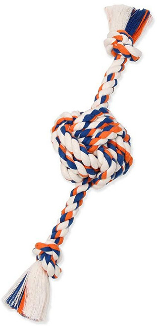 Mammoth Pet Products Flossy Chews 로프 끝이 있는 멀티 컬러 원숭이 주먹 공 - 강아지용 프리미엄 면-폴리 터그 장난감 인터랙티브 강아지 대형견을 위, Small (13 in)_155477