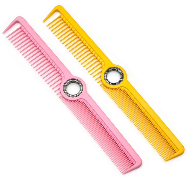 B/T 전문가용 360도 회전 핑거링 스핀 커트빗 정전기 방지 미용실 꼬리빗, 1개, 핑크