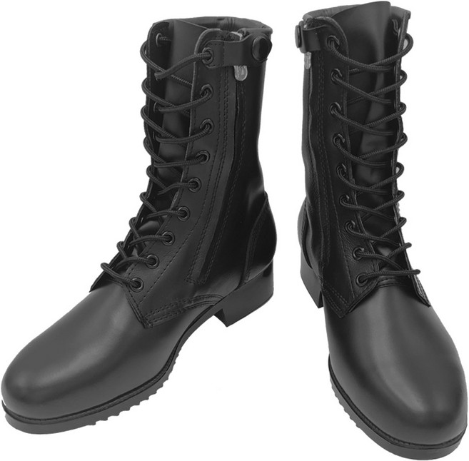 밀리언즈 고공점프 전투화 검정색 긴목 지퍼 230~300mm 국산 수제 천연소가죽 워커 부츠 군화 신화