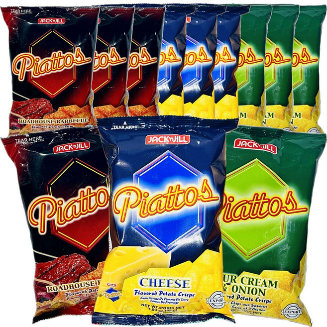 감자칩 피아토스 3종랜덤 (치즈맛 바베큐맛 양파맛), 12개, 85g