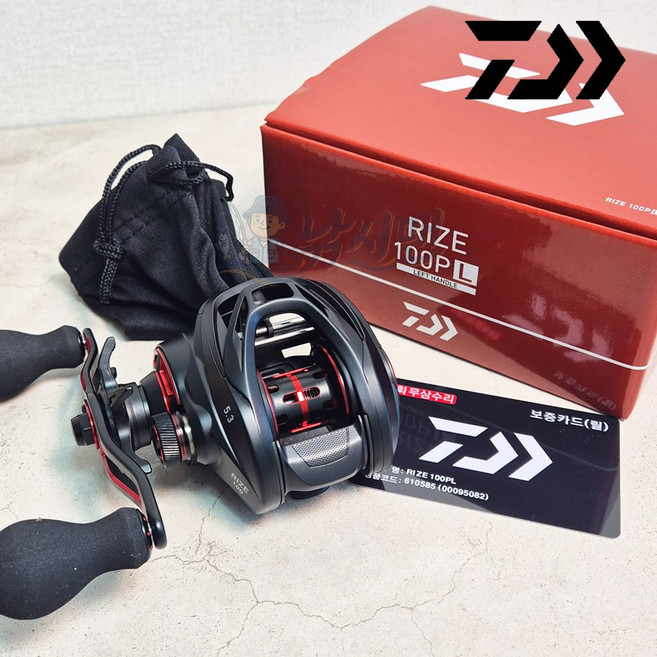 다이와 26 라이즈 쭈꾸미 외수질 한치 범용 루어 베이트릴 5.3, 레드블랙, 100P (우핸들)