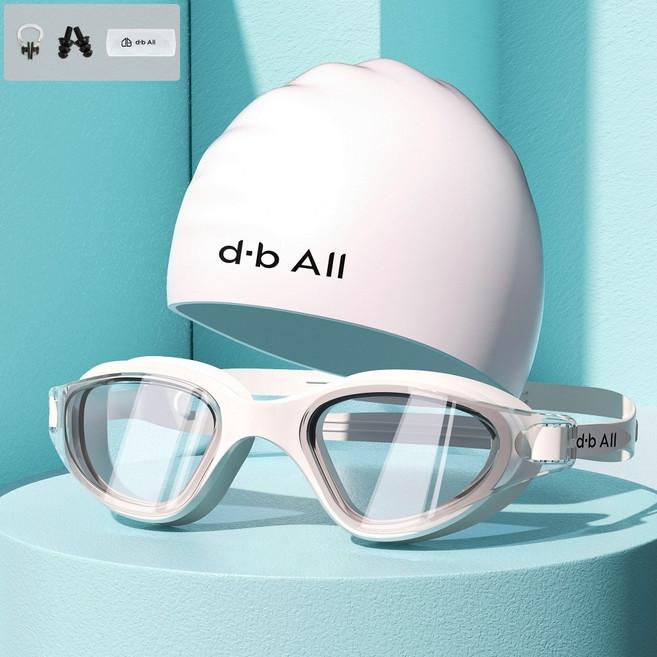 디브올 프리미엄 김서림방지 수경 실리콘 수모 세트, 화이트, 1세트