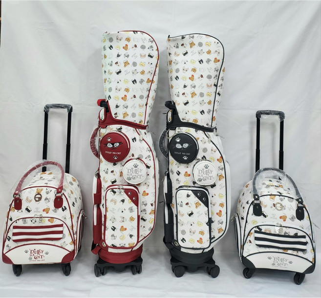 새상품 캐디백세트 4힐캐디백 4힐보스턴백 골프백세트 둘리나캣정품 바퀴가4개장착 블랙색상 레드색상, 블랙, 블랙