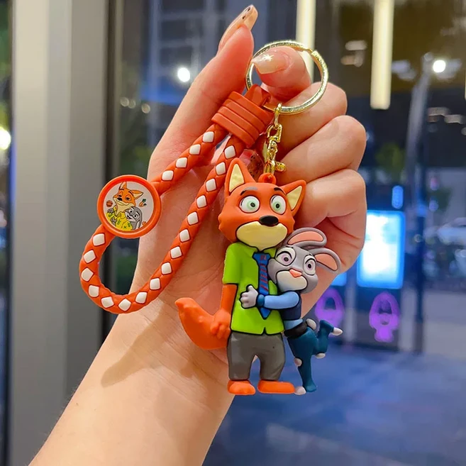 Zootopia 2 키체인 귀여운 주디 홉스 닉 와일드 인형 커플 배낭 장식 펜던트 자동차 열쇠고리 액세서리, 07 14