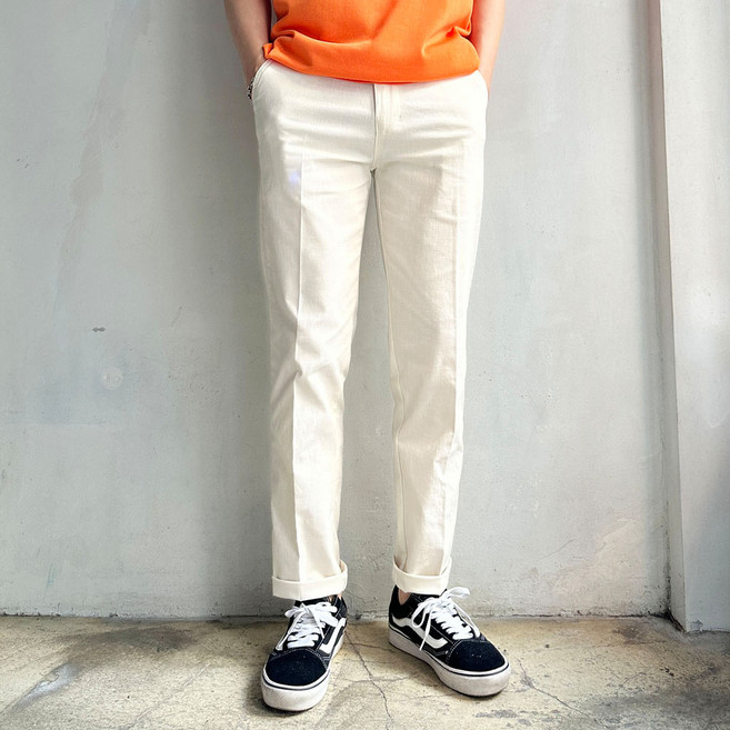 라운지21 남자 배이직 빅사이즈 린넨 9부 스판 슬랙스