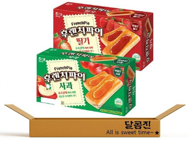[달콤진] 해태제과 후렌치파이 딸기맛 + 사과맛, 384g, 1세트