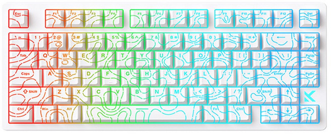 MCHOSE 제트 75 게이밍 유선 키보드 E-스포츠 에디션, 화이트 컨투어 라인, 화이트 스타라이트 마그네틱축, 제조사축