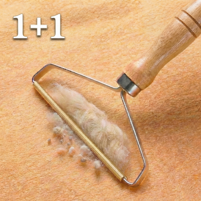 강력제거 반영구 수동 우드 보풀제거기 휴대용 먼지 니트 코트 1+1, 원목색, 무전원