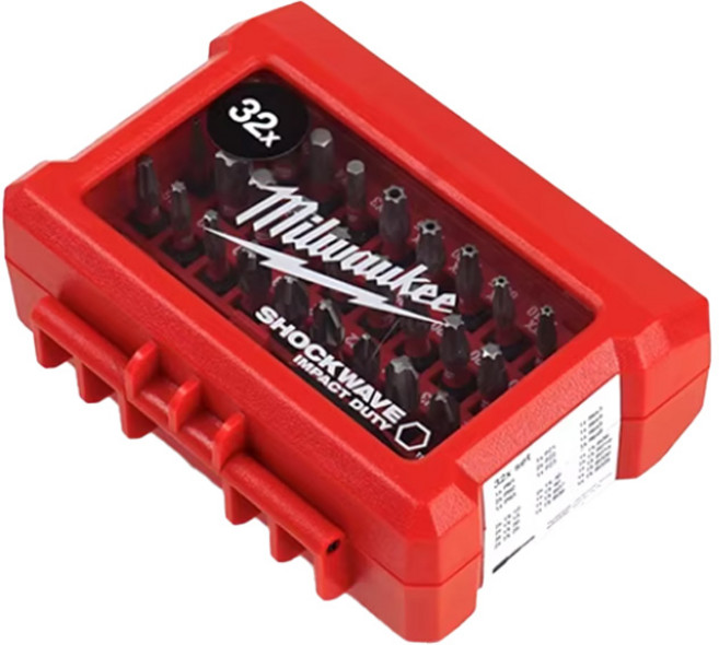 밀워키 4932464240 32피스 임팩트 렌치 비트 세트 (케이스 포함) Milwaukee, 1