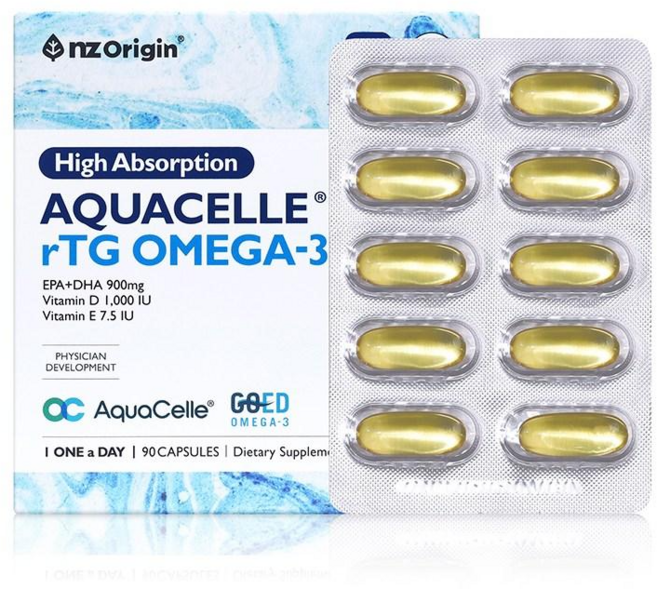 엔젯오리진 하이앱솔션 아쿠아셀 rTG 알티지 오메가3 EPA+DHA 비타민D E, 1개, 90정