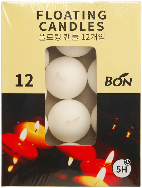 플로팅 캔들 12개 무향 3종 4시간연소 BON, 25g, 1개, 아이보리
