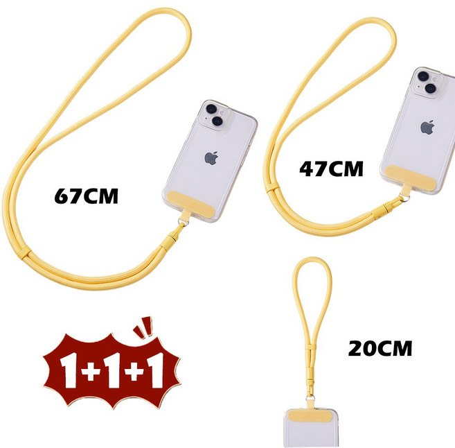 [1+1+1] 아이실린 360도 회전 도난방지 핸드폰 스트랩 여행 필수템 (11colors), 1세트, 옐로우