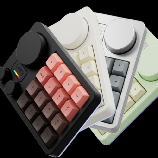 CyBRIX 16 키붐 한손키보드 매크로 포토샵 영상 편집, 오렌지축, 단일 모델, 귀부인 핑크 무문자 키캡