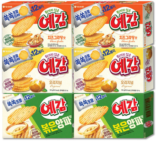 오리온 예감 오리지널 192g+치즈그라탕 204g+볶은양파맛 204gx각2개(총6개), 192g, 2세트