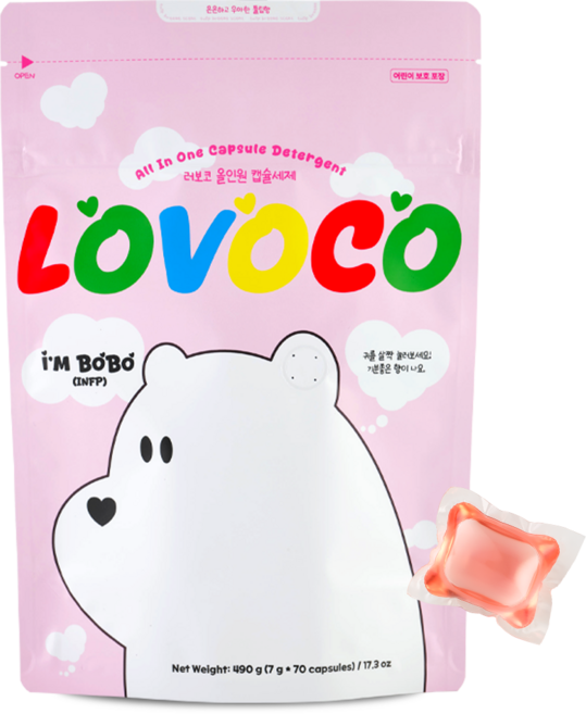 러보코 올인원 캡슐세제 대용량 6배 고농축 우아한 튤립향 24종 유해성분 불검출 피부 저자극 테스트 완료, 1개, 70개입