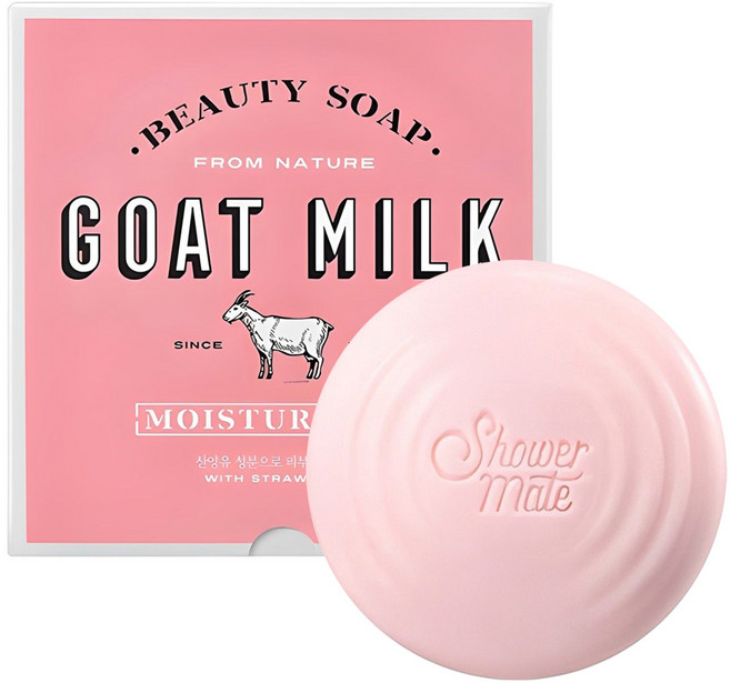 샤워메이트 산양유 딸기 비누, 90g, 2개입