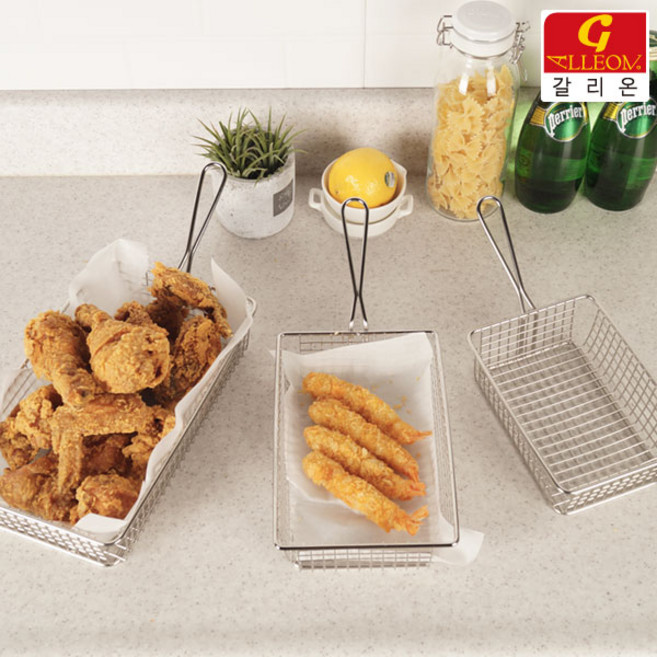갈리온 한손튀김망3종 -튀김바스켓 미니감자바스켓 업소용 치킨후라이드 통닭 손잡이튀김망