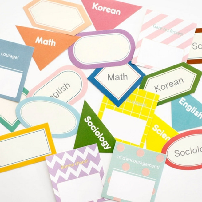 핑크풋 과목 라벨 스티커 20종세트 인덱스 이름표 교과서, 6000과목라벨스티커(20종세트) 단품