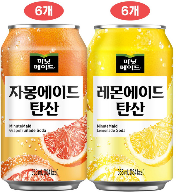 미닛메이드 에이드 뚱캔(자몽+레몬), 12개, 355ml