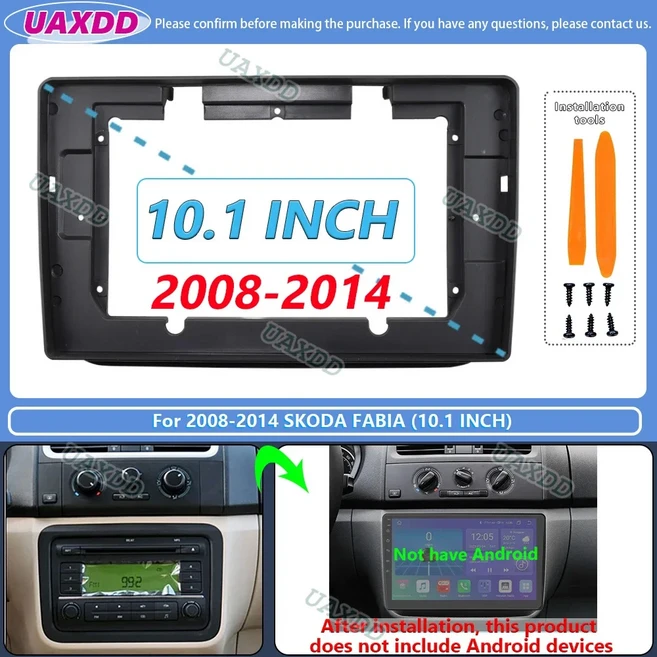 2008 스코다 파비아 9 10 인치 차량용 스테레오 라디오 안드로이드 프레임 패널 페시아 케이블 하네스 어댑, 07 For 2008-2015 FABIA