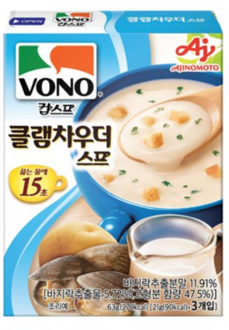 보노스프 클램차우더 스프 3p, 63g, 12개