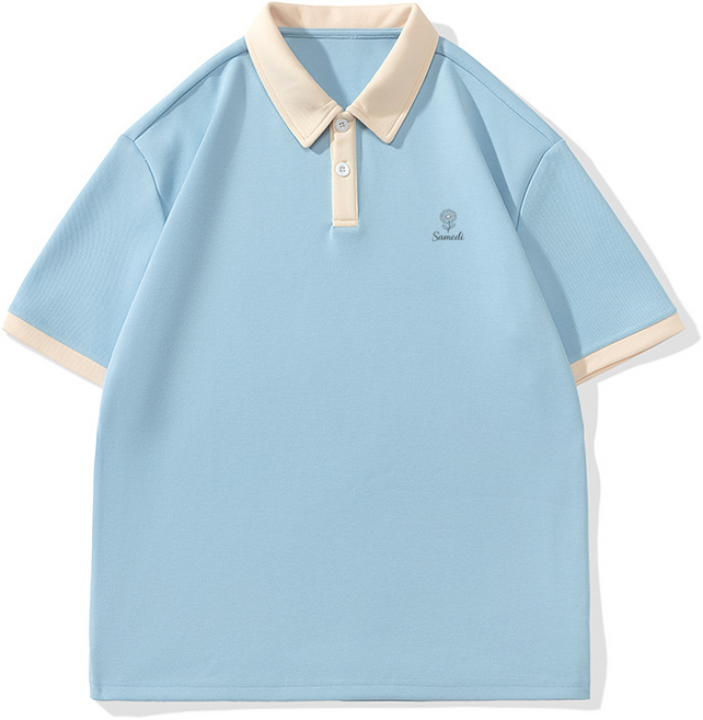 ANYOU 봄여름 남녀공용 루즈핏 폴로티 커플룩 더블저지 반팔 카라티셔츠