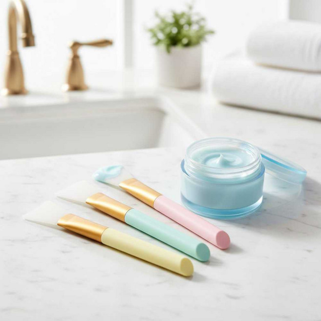 스파출라 곡선 팩브러쉬 피부관리 홈케어 실리콘 팩주걱 모델링, 1개, 실리콘팩브러쉬-랜덤