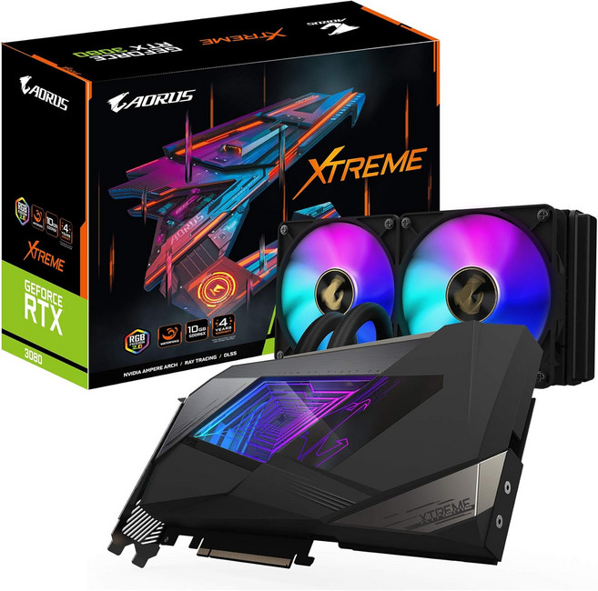 기가바이트 AORUS 지포스 RTX 3080 익스트림 워터포스 10G 그래픽 카드 냉각 시스템 10GB 320비트 GDDR6X GV-N3080 AORUSX W-10GD 비디오