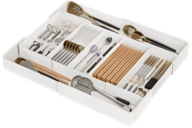 수저 정리함 대형 모듈 싱크대 서랍 주방 조리도구, 클리어화이트, 1개