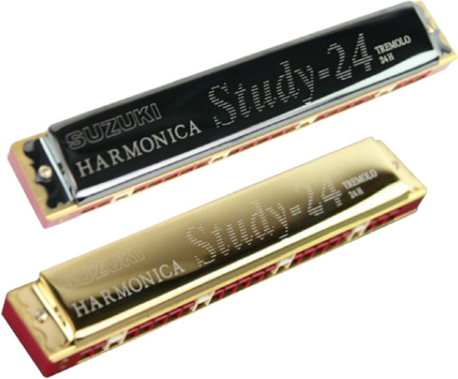 스즈키 하모니카 STUDY24 블랙 골드 트레몰로 C키 24홀, 1개