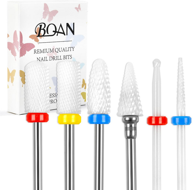 세라믹 네일 드릴 비트 큐티클 제거 젤 폴리쉬 제거 BQAN 6입 세트, 1세트, 다양한색상