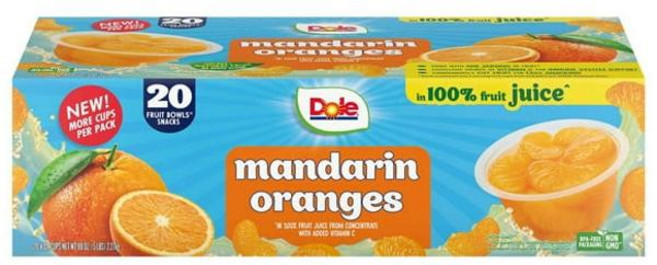 Dole 주스 컵에 담긴 과일 만다린 오렌지 귤 113g 20개입 2.26kg 팬트리 탕비실, 1개
