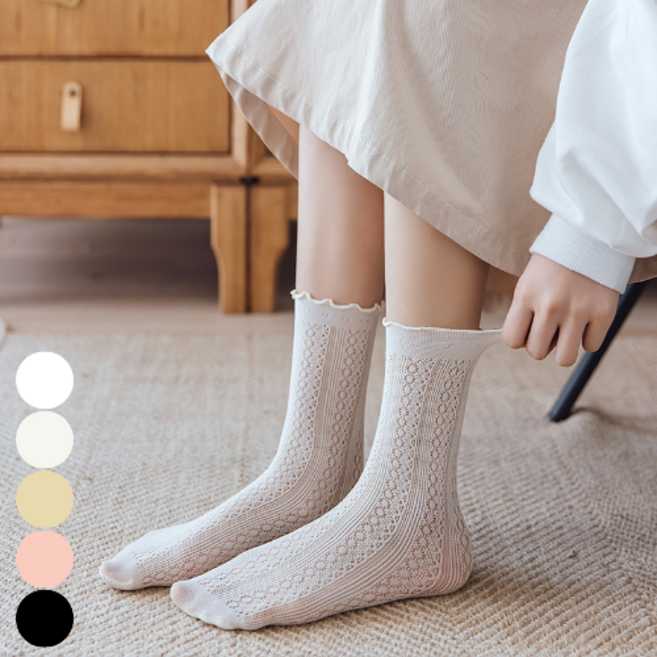 헤이룸 파스텔 펀칭 레이스 양말 5켤레