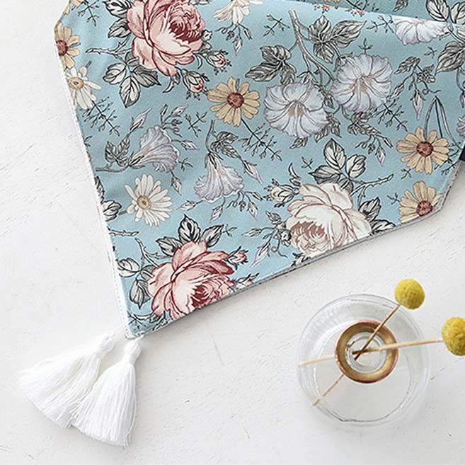 데코토닉 빈티지플라워 러너(컬러3종), 블루, 4인용