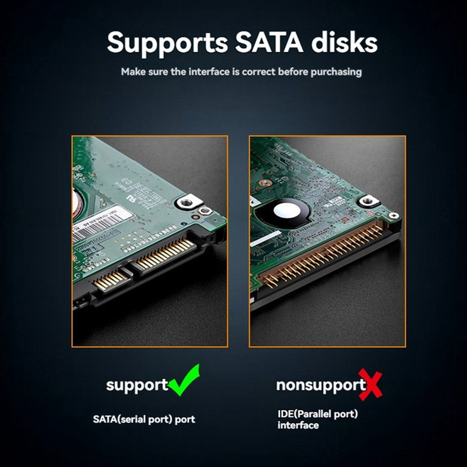 ShuoLe 외장형 HDD 케이스 5Gbps 2.5인치 투명 USB 하드 디스크 케이스 드라이브 인클로저 SATA HDD SSD 보관 케이스(디스플레이 포함), 1개, 투명한