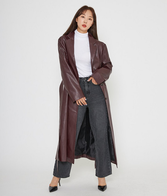 인조가죽 롱코트(여성)