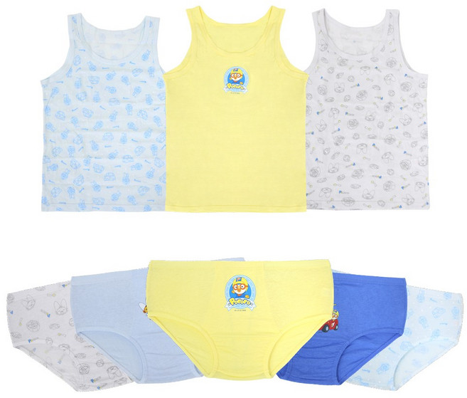 뽀로로 남아 순면 런닝 3종 + 팬티 5종 세트