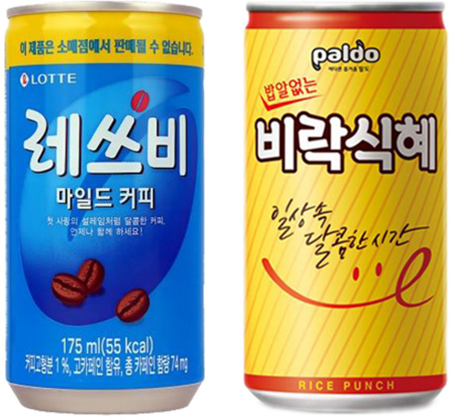 레쓰비 마일드커피 175ml(30캔) + 밥알없는 비락식혜 175ml(30캔), 60개, 190ml