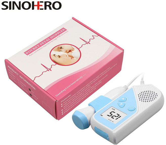 태아심음측정기 태아도플러 휴대용 초음파 심장 LCD 디스플레이 없음 청진기 베이비 모니터, 1개