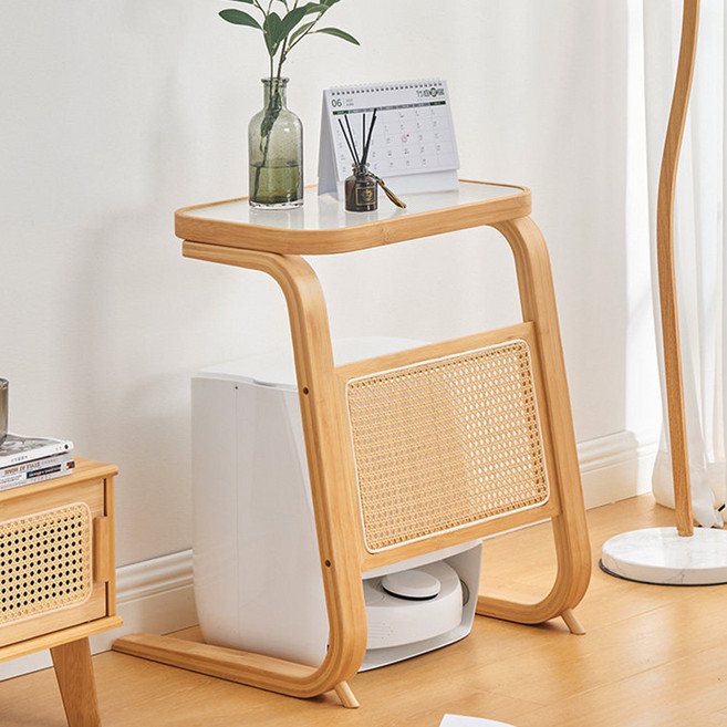 엘라모아 로봇청소기수납장 원목 협탁 다용도 청소기장, 우드