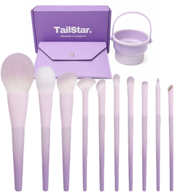 테일스타 메이크업 브러쉬 10종 세트 + 세척 건조 수납통, 1개, 퍼플