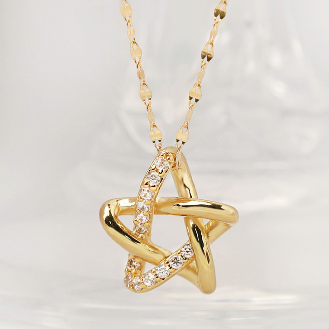 루이델라 14K 18K 목걸이 로즈골드 여성 심플 데일리 큐빅 별 원스타 금 목걸이 여자친구 선물